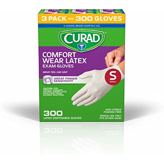 Curad - CURLT2R Comfort Wear Latex, Vinyl Exam Gloves, Medium (Pack of 300)