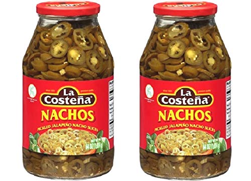 Nachos Jalapeno Peppers Sliced 64 fl Oz/4 lb. Kosher, Spicy- PK of 2 Glass Jars