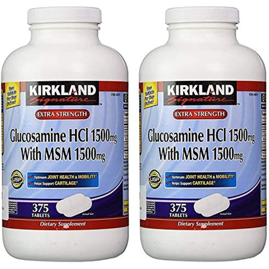 Kirkland Signature Glucosamine HCI (Pack of 2) Extra Strength with MSM (375 Count X 2)