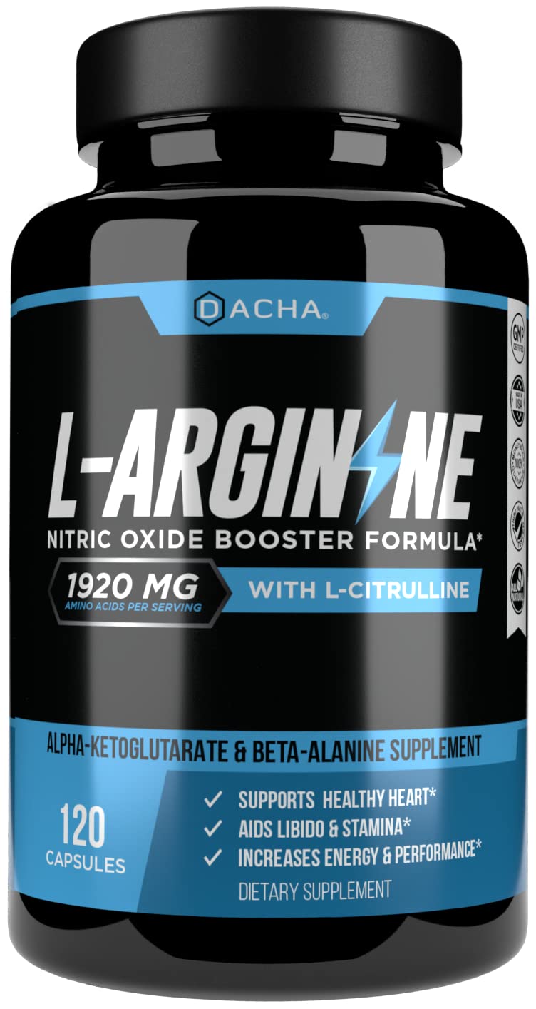 Premium L Arginine Pills 1920 MG - 120 VCAPS AAKG Nitric Oxide Precursor, L-Citrulline HCL, Beta Alanine, Essential Amino Acids for Energy, Muscle Growth, Heart Health, Vascularity & Stamina