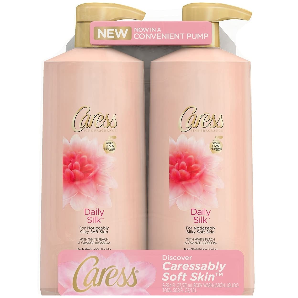 Caress Body Wash with Pump, Daily Silk, 25.4 oz (25.4 Oz, (Count of 2))