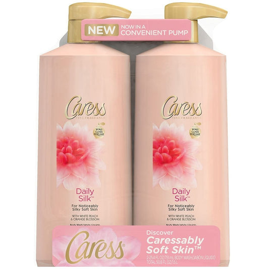 Caress Body Wash with Pump, Daily Silk, 25.4 oz (25.4 Oz, (Count of 2))