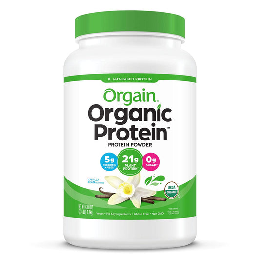 Orgain Organic Plant Based Protein Powder, Vanilla Bean, 2.74 lb
