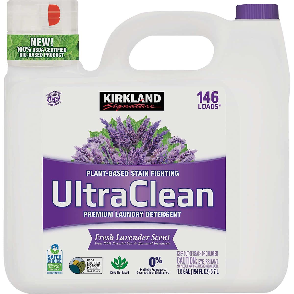 Kirkland Signature Ultra Clean HE Plant-Based Laundry Detergent, Lavender, 194Oz