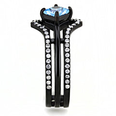 Reliable Details About Women's 1ct Princess AAA Grade Cubic Zircon CZ Black IP Stainless Ring TK3562 (7)