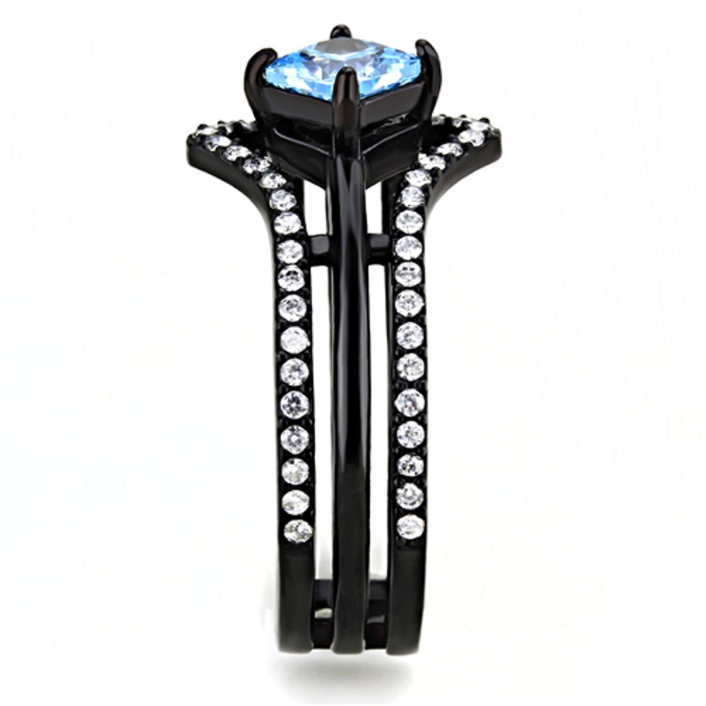 Reliable Details About Women's 1ct Princess AAA Grade Cubic Zircon CZ Black IP Stainless Ring TK3562 (7)