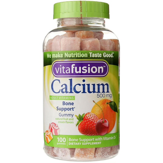 VitaFusion Calcium 500 mg Dietary Supplement Gummies Natural Fruit and Cream Flavors - 100 ct, Pack of 2