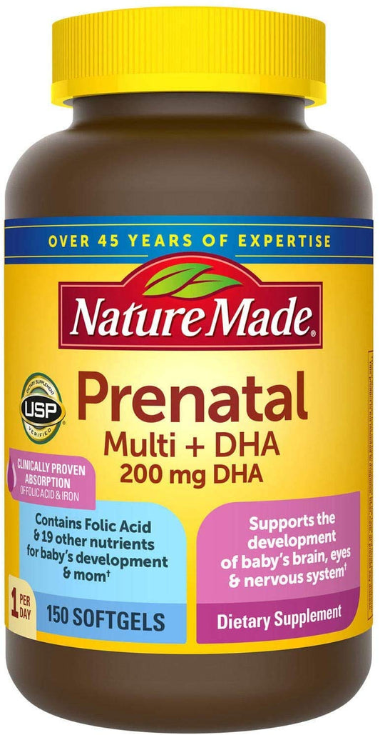 Nature Made Nature Made Prenatal + Dha 200 mg Dietary Supplement (Netcount 150 Soft Gels), 150Count ()