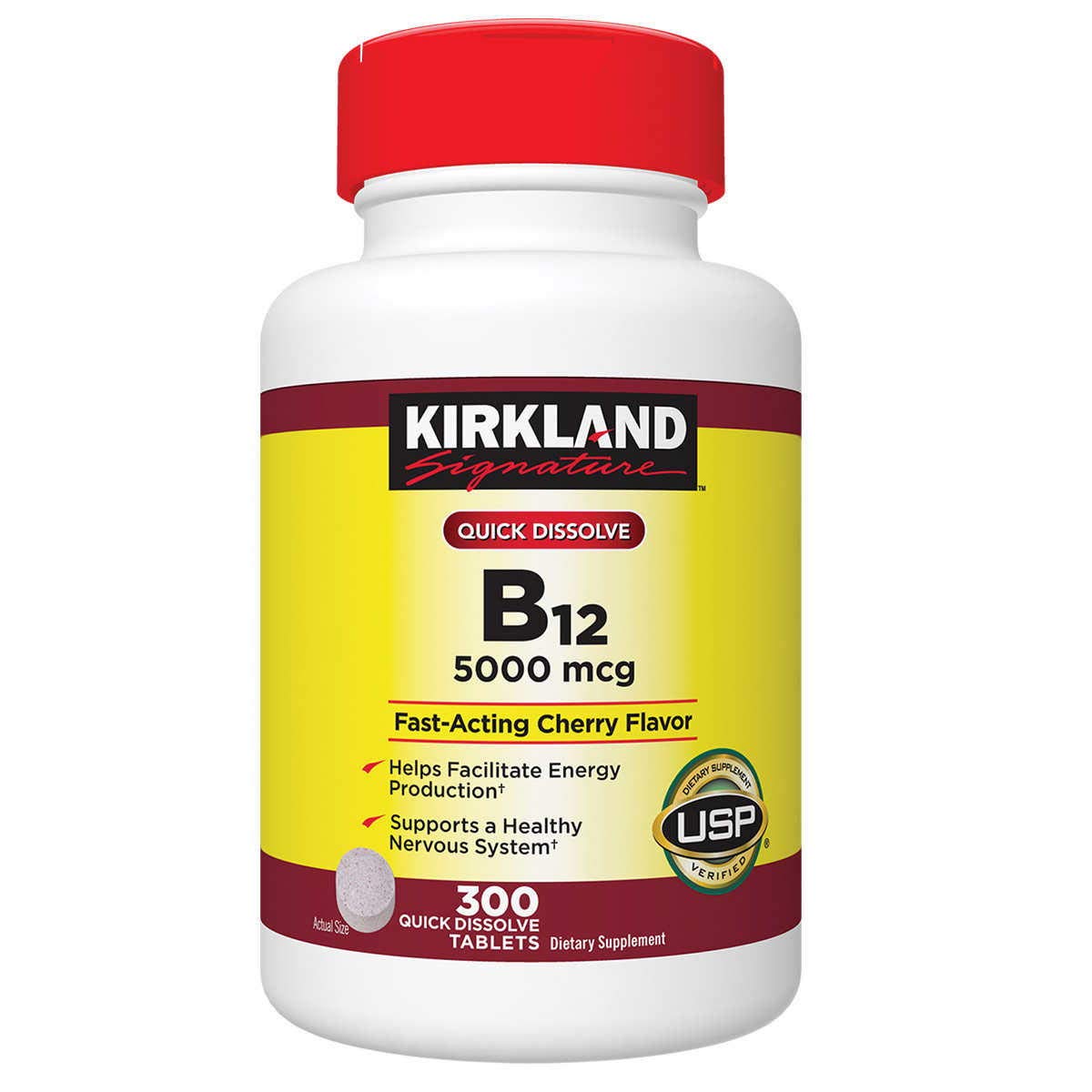 Kirkland Signature Sublingual B-12 5000 mcg, 300 Tablets , Pack of 3
