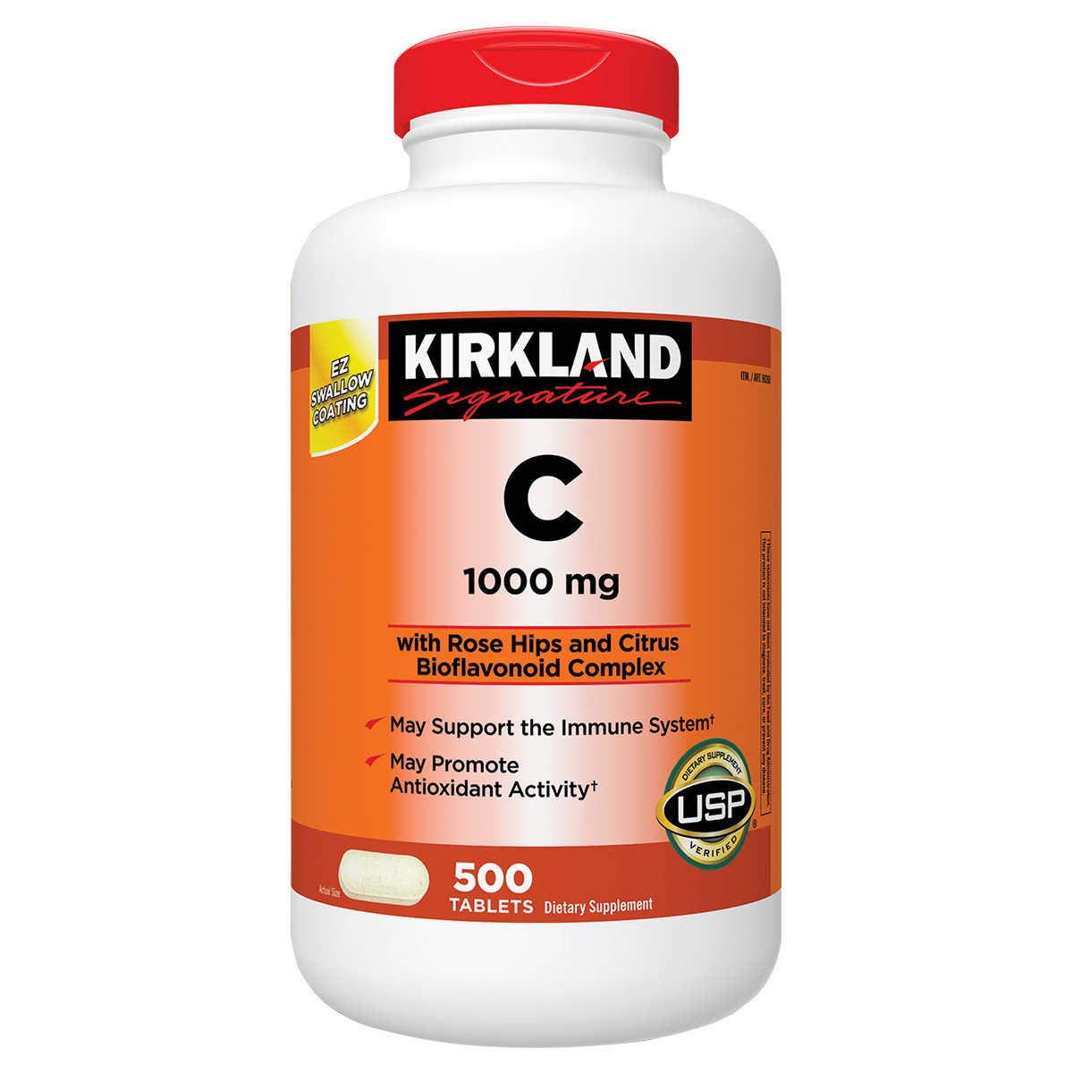 Kirkland Signature, Vitamin C with Rose Hips and Citrus Complex 500 Tablets VAWRI (Pack of 2)