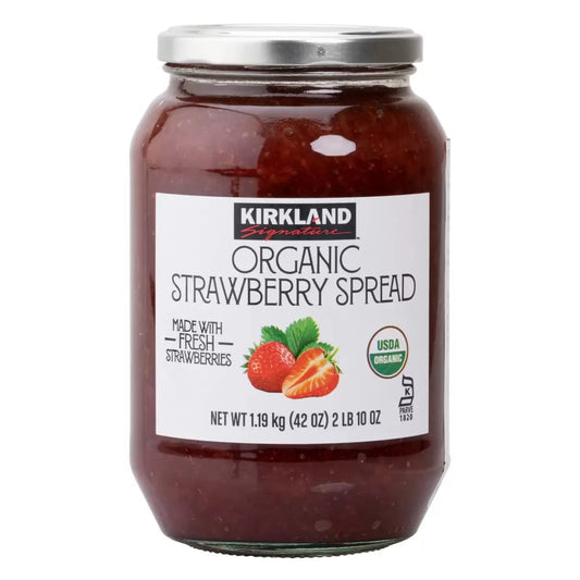 Kirkland Signature Organic Strawberry Spread - 42 Oz (2lb), Made with Fresh Strawberries, 65% Fruit, Preserves, Jam