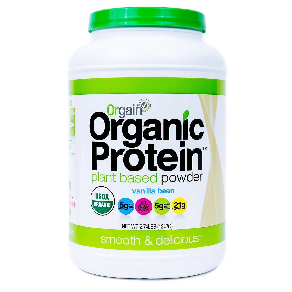 Orgain Organic Plant Based Protein Powder, Vegan, Non-GMO, Gluten Free, 1 Count, Packaging May Vary (Vanilla Bean, 2.74 Pound)