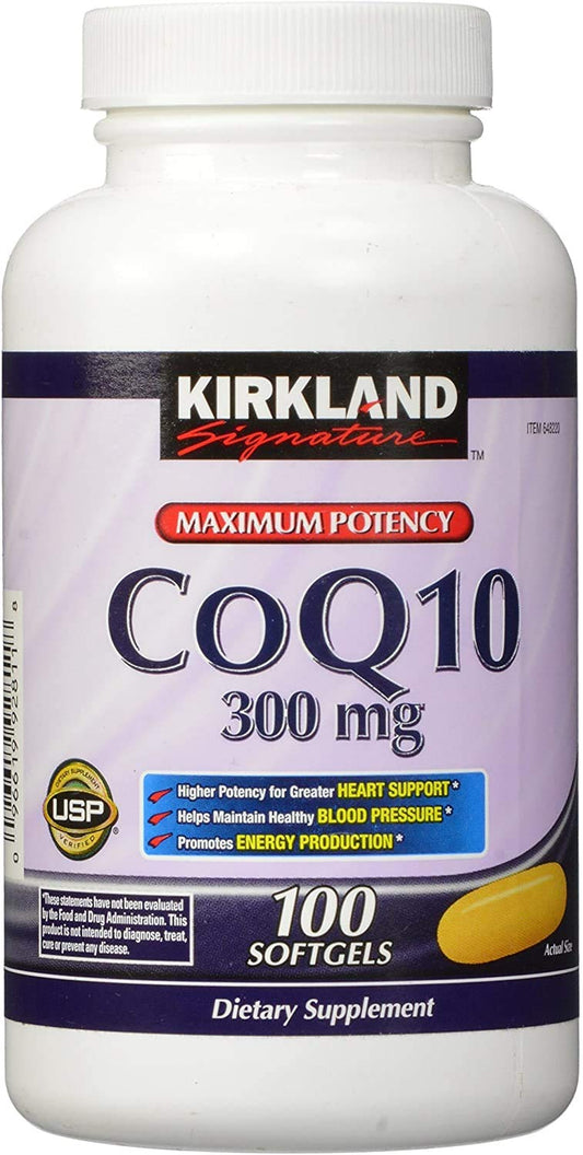 Kirkland Signature Maximum Potency CoQ10 300 mg 100 Softgels Each
