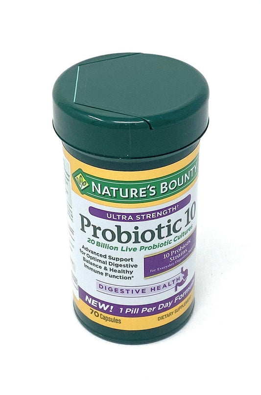 Nature's Bounty Ultra Strength Probiotic 10, Support for Digestive, Immune and Upper Respiratory Health, 70 Capsules