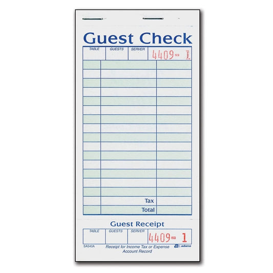 Adams SA540A Guest Check With Stub ( 50 Checks Per Pad)