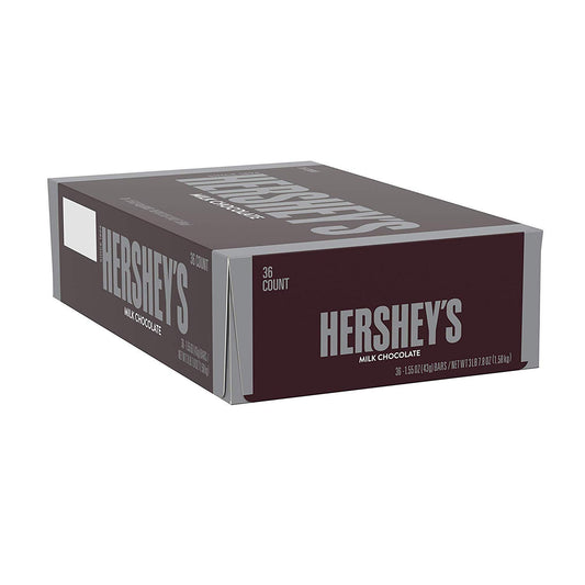 HERSHEY'S Milk Chocolate Candy, Bulk, Individually Wrapped, Gluten Free, 1.55 oz, Bars (36 Count)