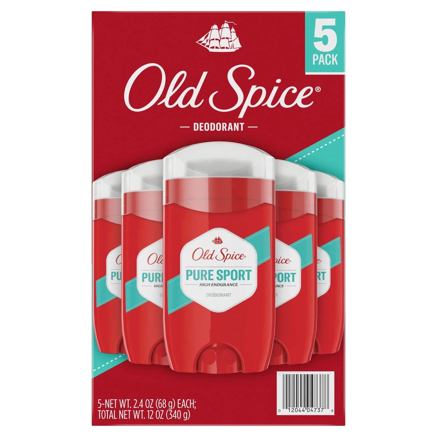 Old Spice Pure Sport Deodorant, 2.4 Ounce (Pack of 5)