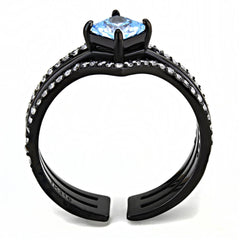Reliable Details About Women's 1ct Princess AAA Grade Cubic Zircon CZ Black IP Stainless Ring TK3562 (6)