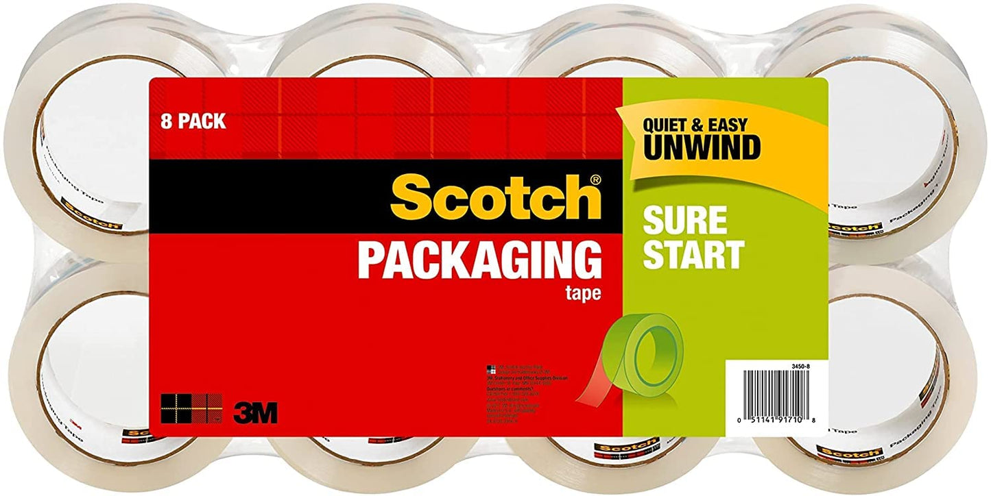 Scotch Heavy Duty Shipping Packaging Tape, 1.88 Inches x 43.7 Yards, 8 Rolls
