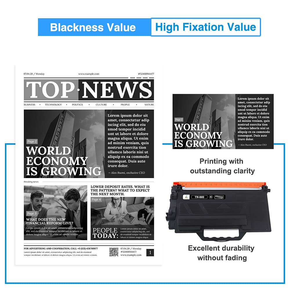 TRUE IMAGE Compatible Toner Cartridges Replacement for Brother TN880 TN-880 TN 880 HL-L6200DW MFC-L6700DW HL-L6300DW MFC-L6900DW HL-L6200DWT MFC-L6800DW HL-L6250DW HL-L6400DW 6200DW (Black, 2-Pack)