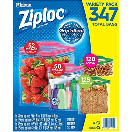 Ziploc Storage Bags, Various Sizes, 347 ct. ( 1 pack )