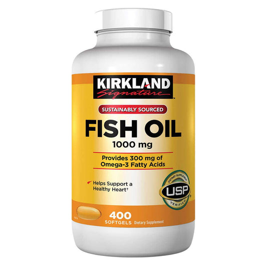 Kirkland Signature Omega-3 Fish Oil Concentrate 1000 mg Fish Oil with 30% Omega-3s (300 mg)�, 1,200 SoftGels (3 Bottles of 400)