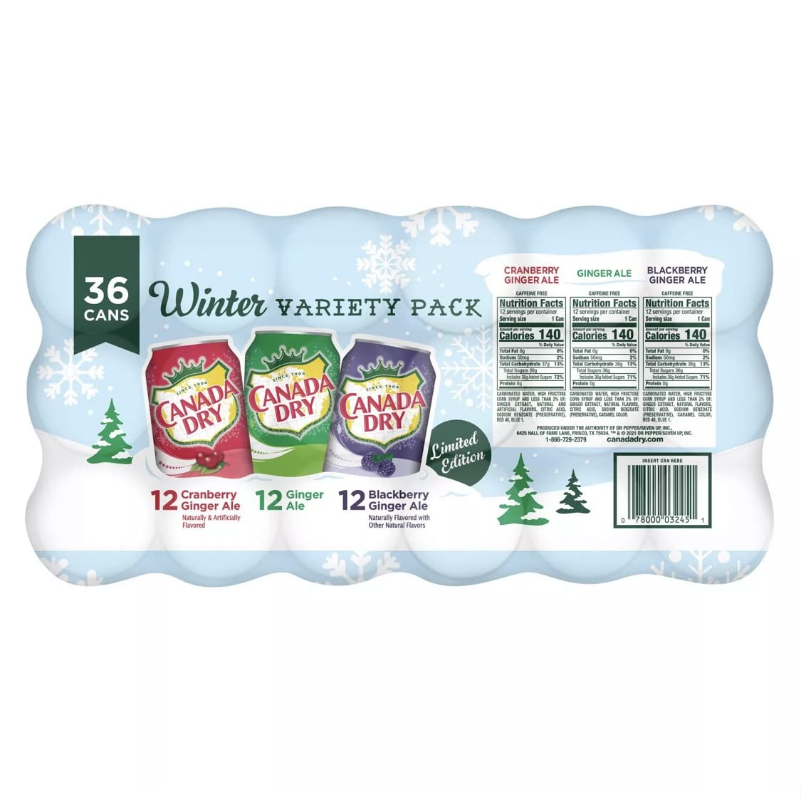 Canada Dry Winter Variety Pack, 12 Ounce (36 Pack)