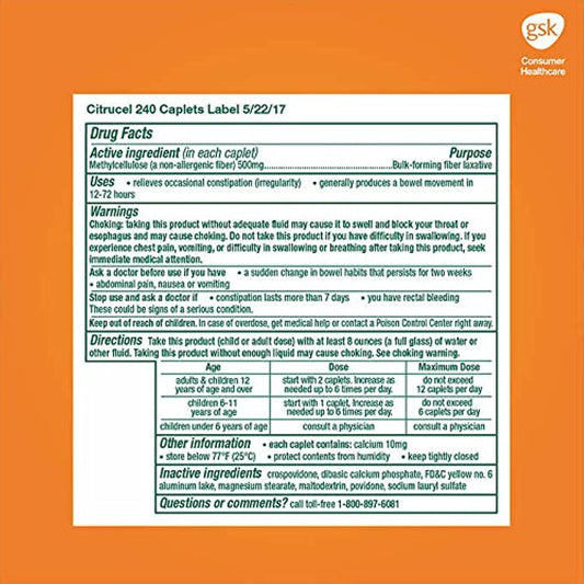 Citrucel with Smartfiber Caplets, Multi Value 1 Pack ( 240-Count Total )