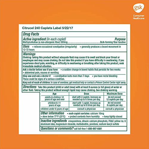 Citrucel Fiber Therapy for Regularity 500 mg, 480 Caplets