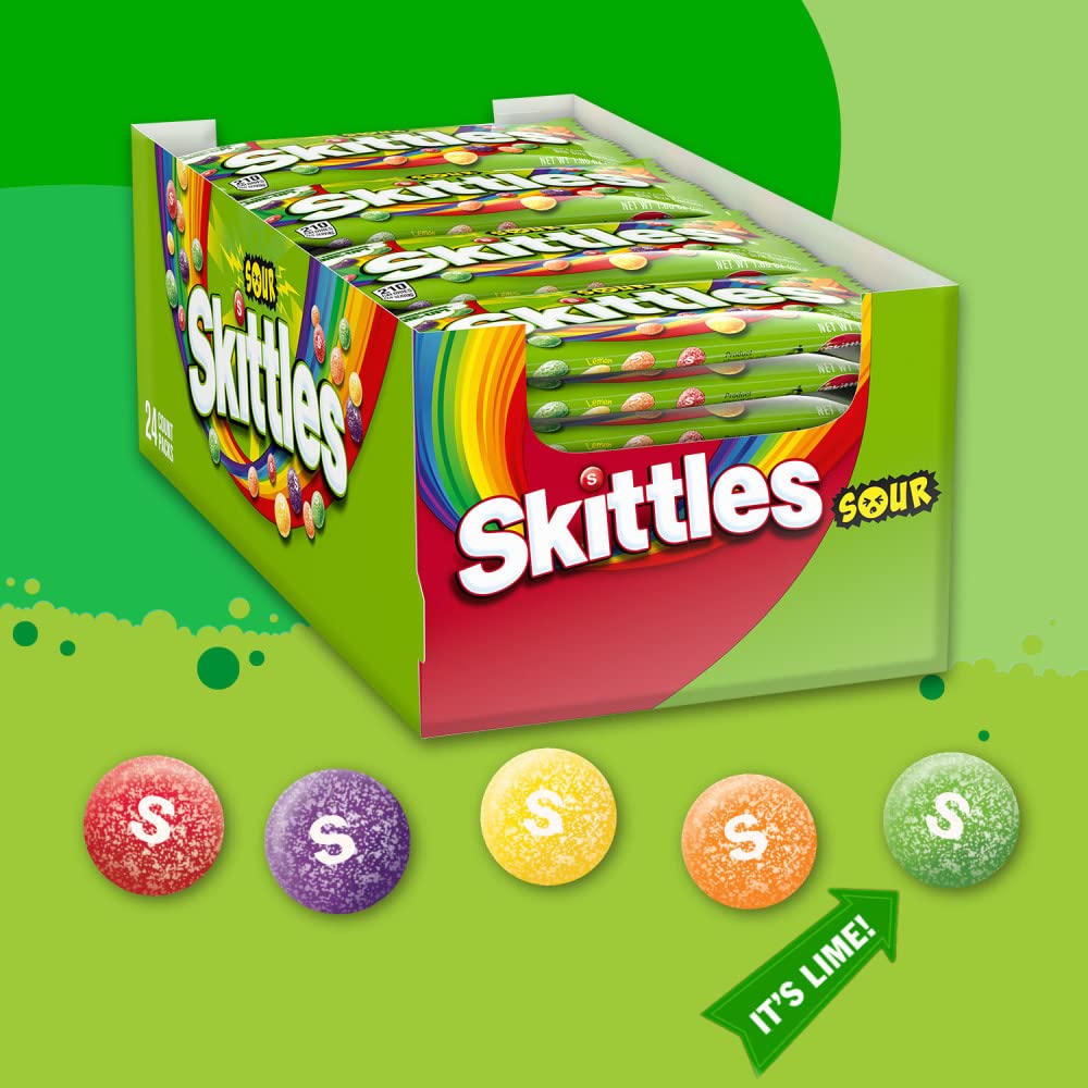 SKITTLES Sour Chewy Candy Bulk Pack, 1.8 oz (24 Full Size Packs)