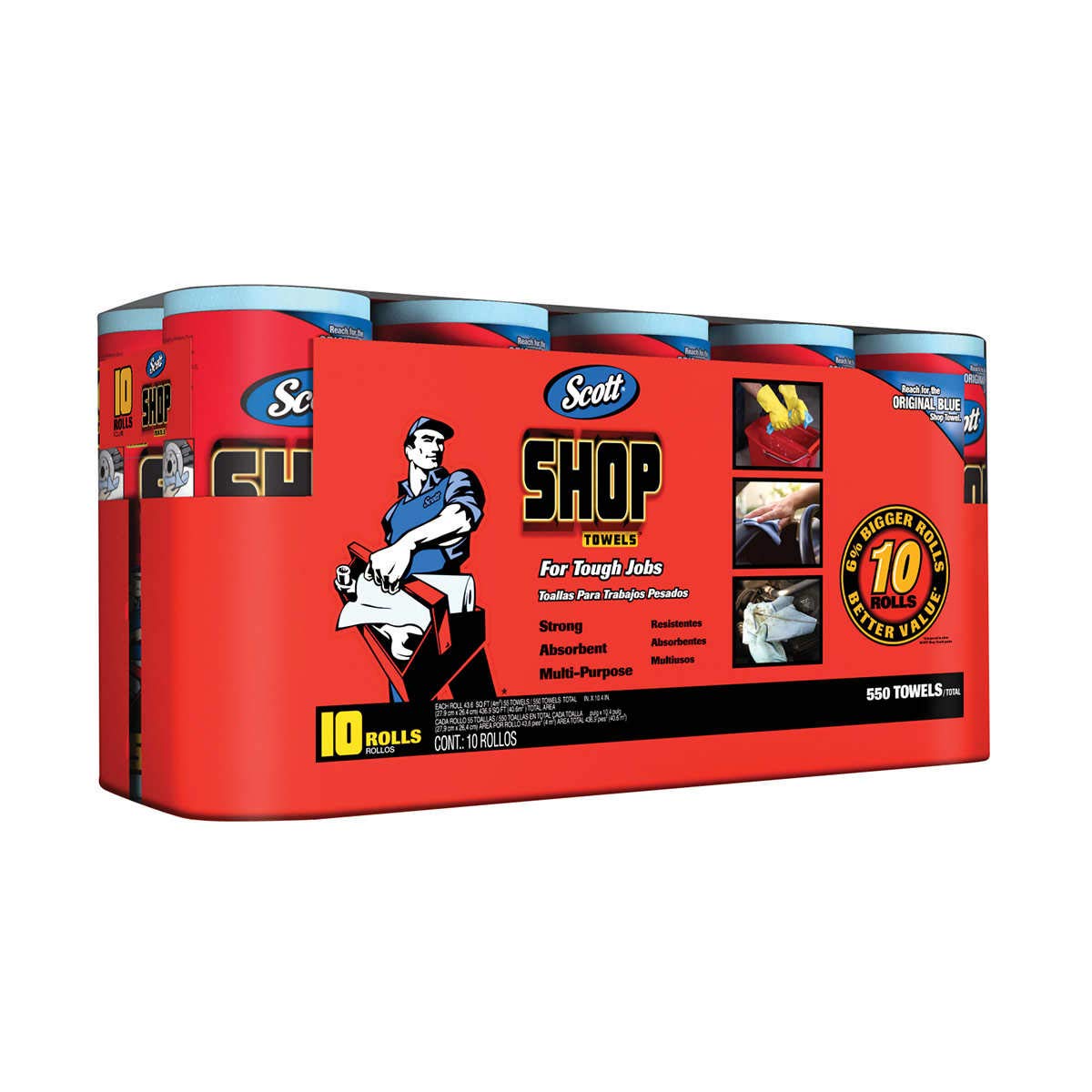 Scott Shop Towels 10 Rolls of 55 Sheets 11'' X 10.4 '' Towels In 1 Pack,, ()