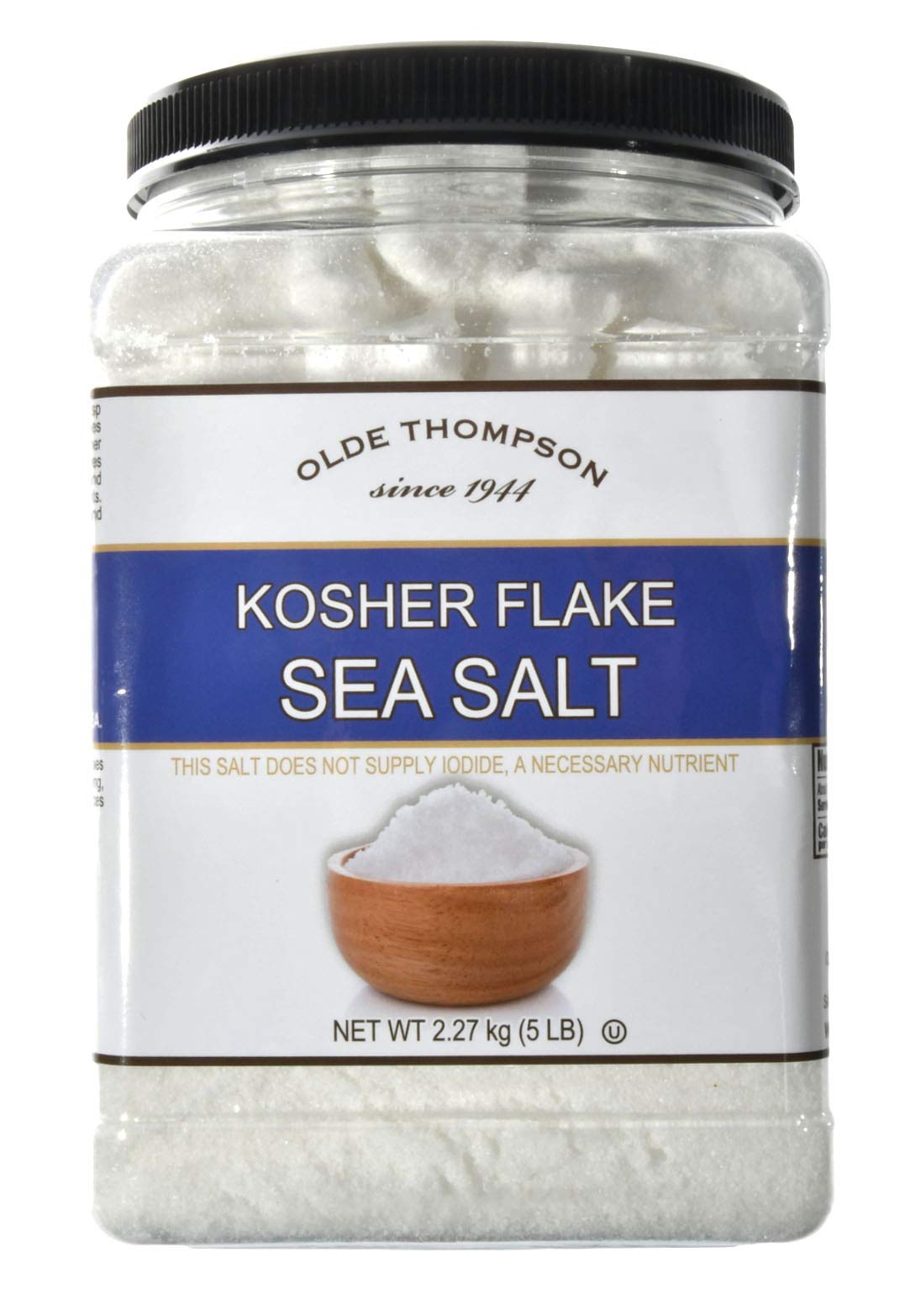 Olde Thompson Kosher Flake Sea Salt 5 lbs (2.27 kg Container) Mild Salt � Tastes Great with Spice Blends, Baking, and The Rims of Margarita Glasses