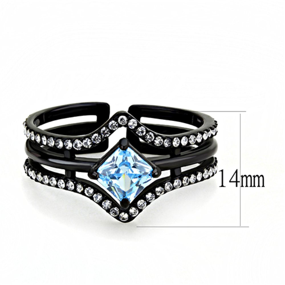 Reliable Details About Women's 1ct Princess AAA Grade Cubic Zircon CZ Black IP Stainless Ring TK3562 (9)