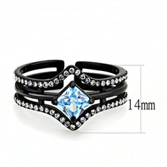 Reliable Details About Women's 1ct Princess AAA Grade Cubic Zircon CZ Black IP Stainless Ring TK3562 (6)