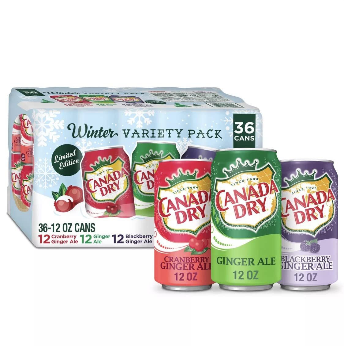 Canada Dry Winter Variety Pack, 12 Ounce (36 Pack)