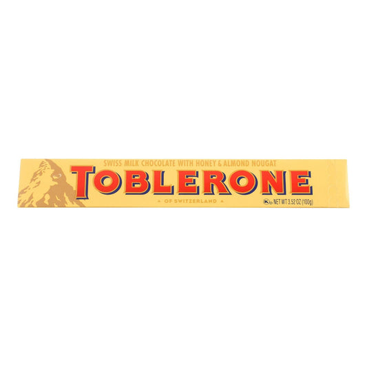 Toblerone Swiss Milk Chocolate Bar with Honey and Almond Nougat, 3.52 Ounce - 20 per case.