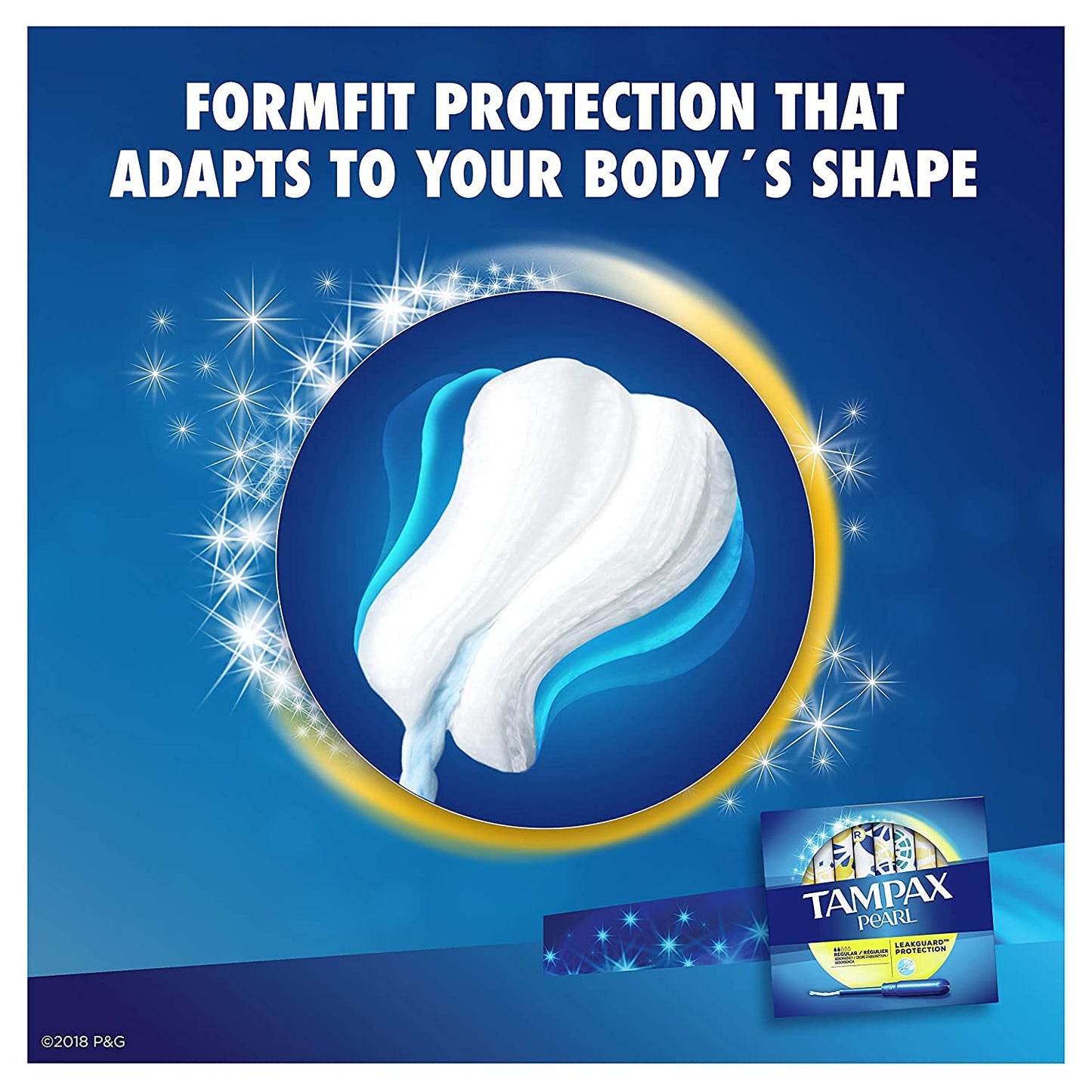 Tampax Pearl Plastic, Antigravity LeakGuard Braid, Regular Absorbency Unscented Tampons, 96 Count