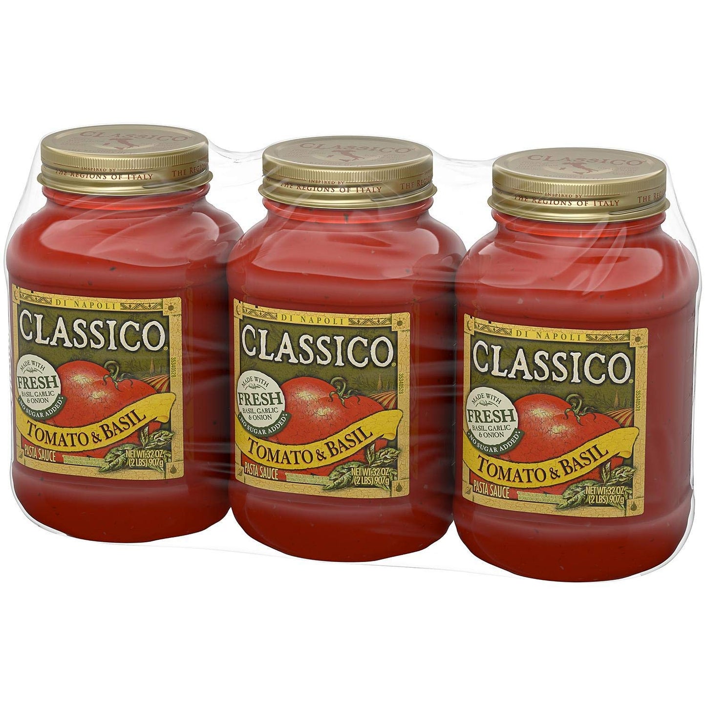 Classico Pasta Sauce, Tomato and Basil - 32 Ounce Glass Jar (Pack of 3)
