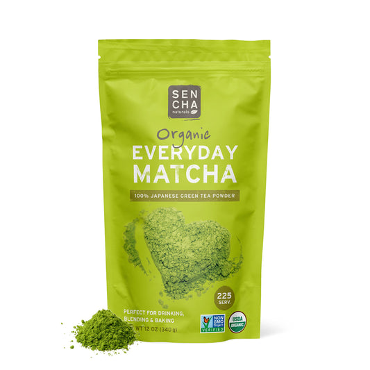SEN CHA Naturals Organic Everyday Matcha Powder, Authentic Japanese Matcha Green Tea Powder, Premium First & Second Harvest Culinary Grade Organic Matcha Tea, Lattes & Baking, 12oz Bag (1 Pack)