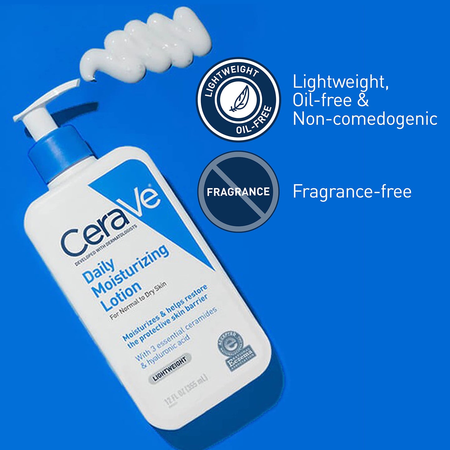 CeraVe Daily Moisturizing Lotion for Dry Skin | Body Lotion & Facial Moisturizer with Hyaluronic Acid and Ceramides | 12 Fl Ounce