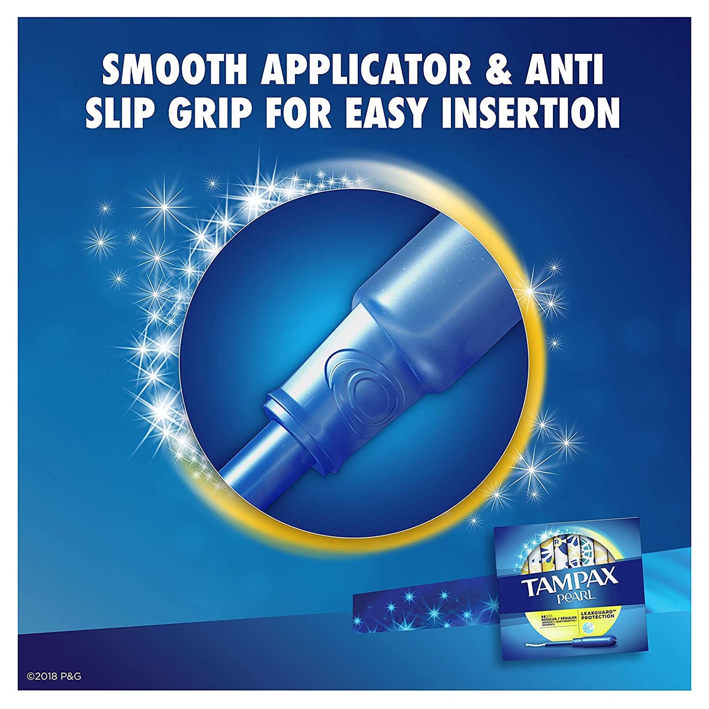 Tampax Pearl Plastic, Antigravity LeakGuard Braid, Regular Absorbency Unscented Tampons, 96 Count