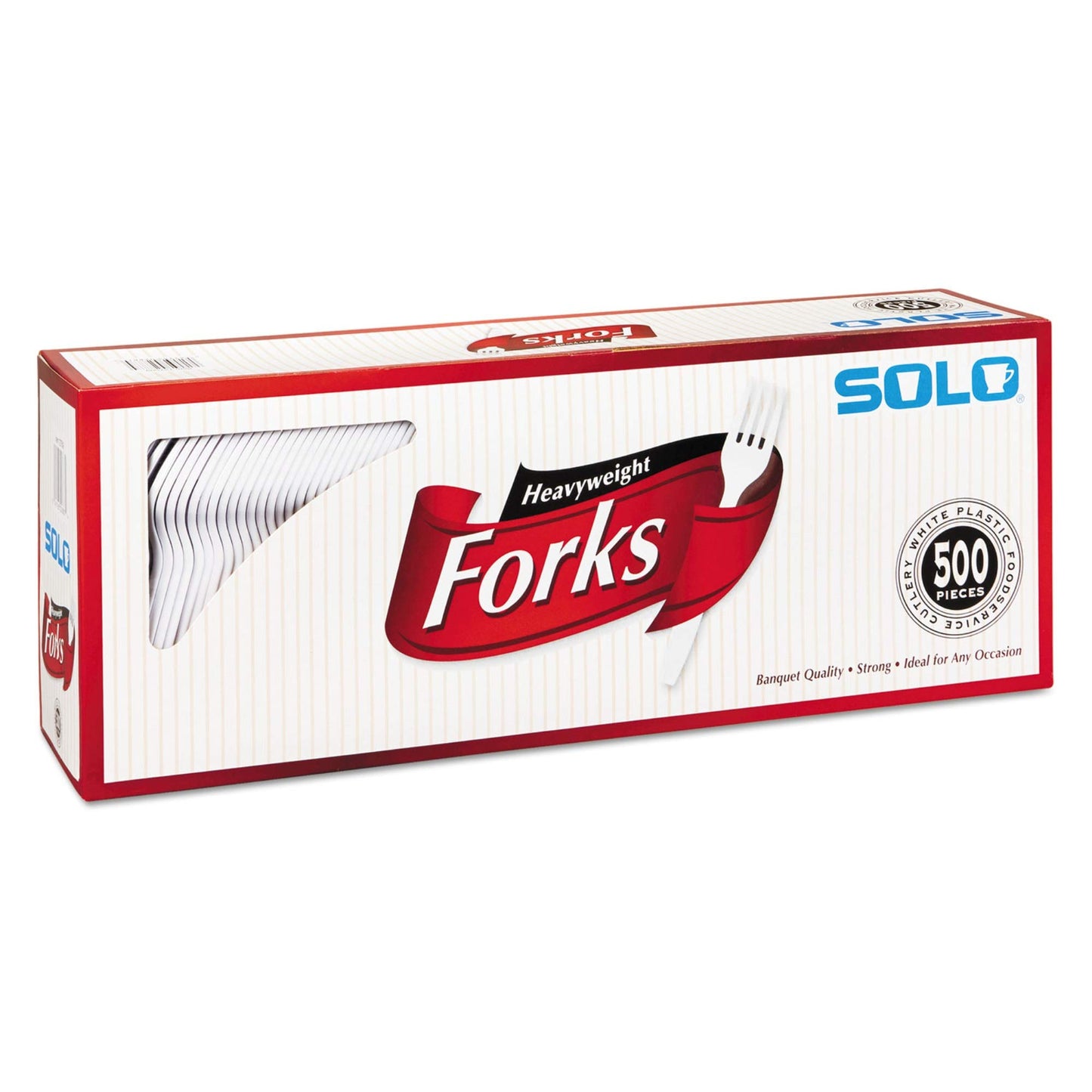 Solo Heavyweight Plastic Cutlery, Forks, White, 6.41", 500/Ct