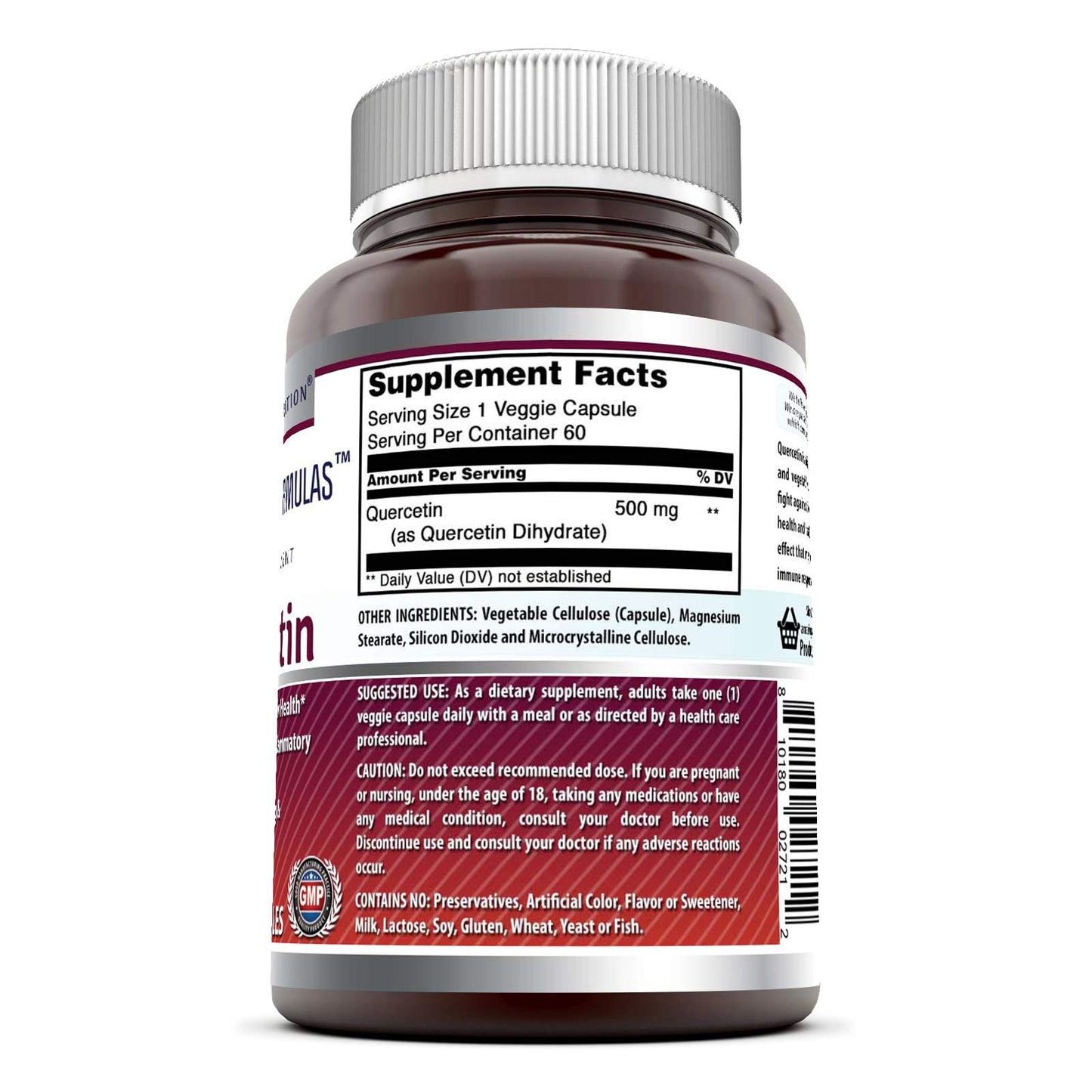 Amazing Formulas Quercetin 500 Mg, 60 Veggie Capsules (Non-GMO,Gluten Free) -Supports Cardiovascular Health - Helps Improve Anti-Inflammatory & Immune System - Supports Healthy Aging & Overall Health*