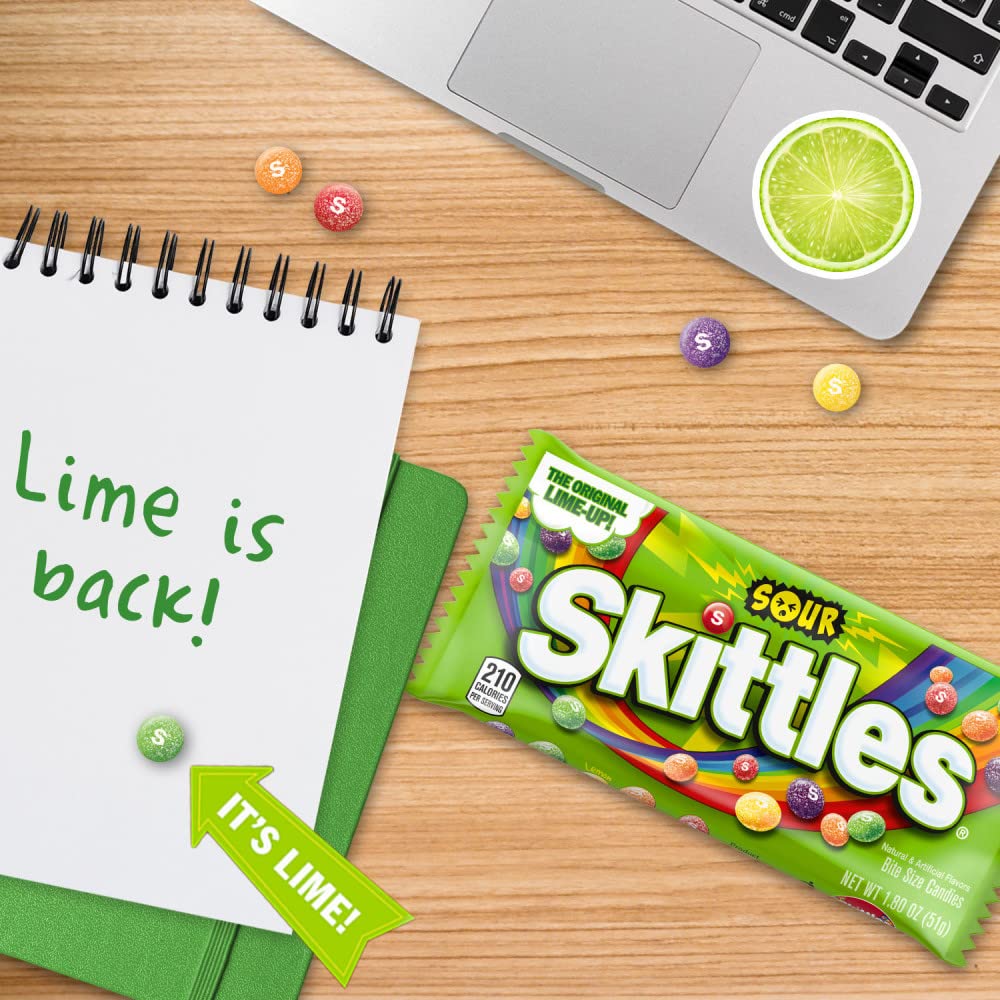 SKITTLES Sour Chewy Candy Bulk Pack, 1.8 oz (24 Full Size Packs)