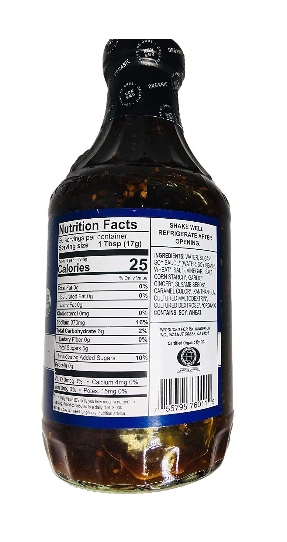 Kinder's Organic Teriyaki Marinade & Dipping Sauce Premium Quality 2 Glass Bottles 30 oz. (850g) each.