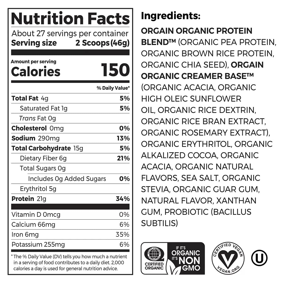 Orgain Organic Plant-Based Protein Powder, Creamy Chocolate Fudge, 2.74 Pound (0)