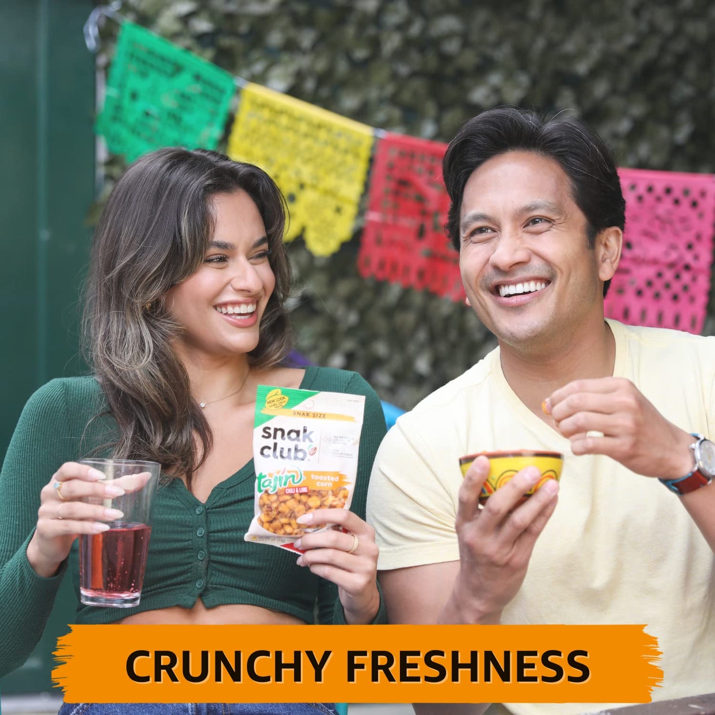 Snak Club Toasted Corn, Tajin Cl�sico Chili & Lime Flavor, Crunchy, Flavorful Low-Cholesterol Individual Snacks, 2.5oz (Pack of 12)