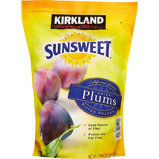Kirkland Signature Sunsweet Whole Dried Plums, 3.5 lbs Per Pack, Good Source of Fiber (Pack of 4)