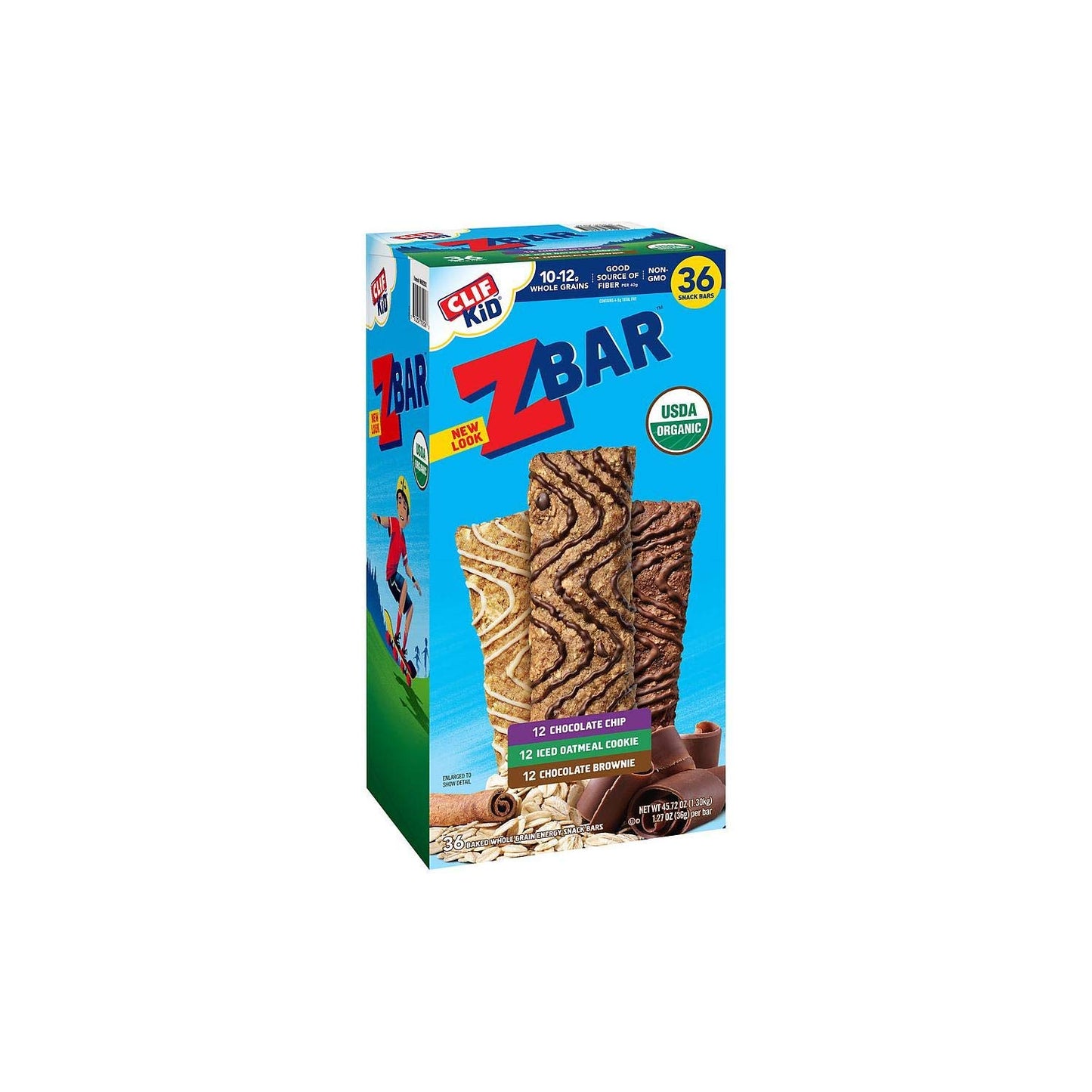 CLIF Kid Organic ZBar Whole Grain Energy Snack, Variety Pack (1.27 oz., 36 ct.)