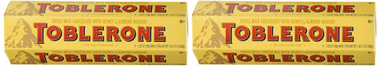 Toblerone Swiss milk chocolate with honey and Almond Nougat - 2 packs of 6 bars